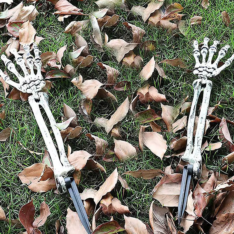 WHPHous Halloween Skelett Hände aus Kunststoff, lebensgroße gruselige Knochen-Requisiten in Weiß für deine Spukhaus-Dekoration - Bild 2