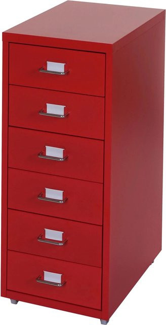 PROREGAL Rollcontainer Housten mit 6 Schubladen in Rot, B/T/H: 69 x 28 x 41 cm - Bild 1