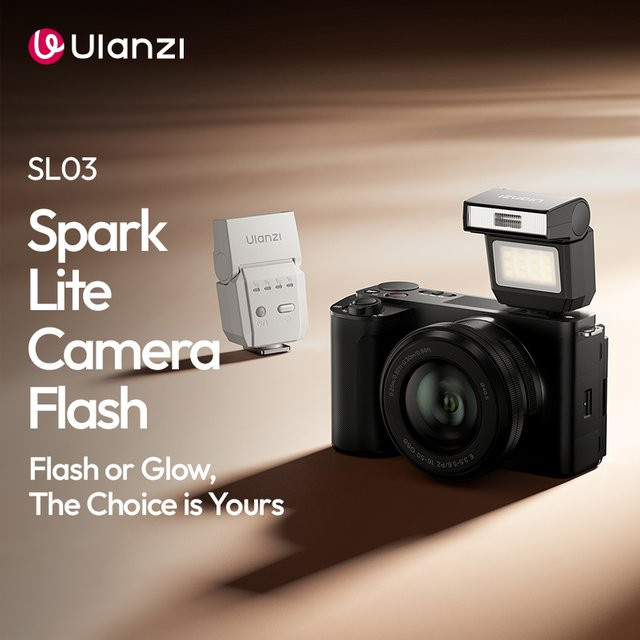 Ulanzi SL03 Spark Lite Kamerablitz in Schwarz mit 3 Beleuchtungsmodi für Lebensmittelfotografie und Stilleben sowie universellem Blitzschuh-Anschluss - Bild 1