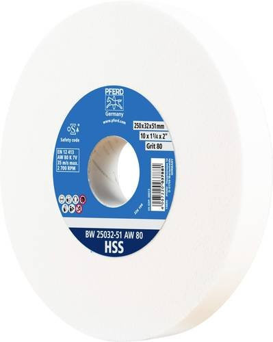 PFERD Schleifbockscheibe A80 zum Schärfen von HSS-Bohrern Durchmesser: 250 mm, Bohrung-Ø: 51 mm, Breite: 32 mm - Bild 1