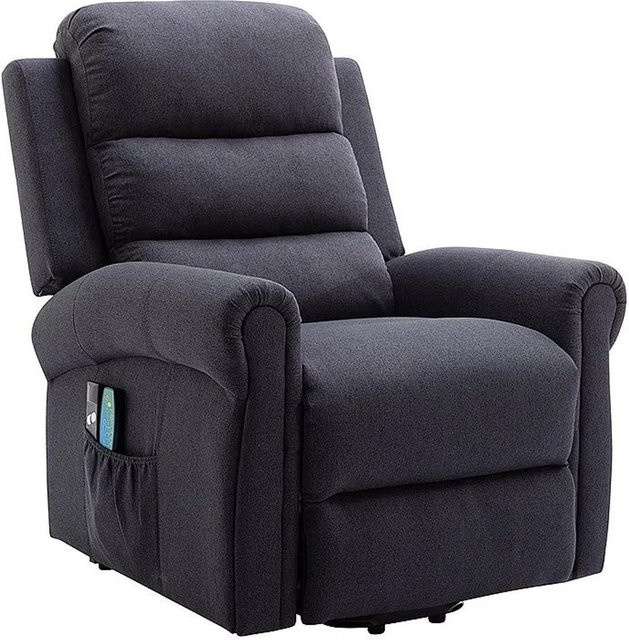 Massagesessel Lovari von Vente-unique in Anthrazitgrau mit Stoffbezug, Breite: 84 cm - Bild 1