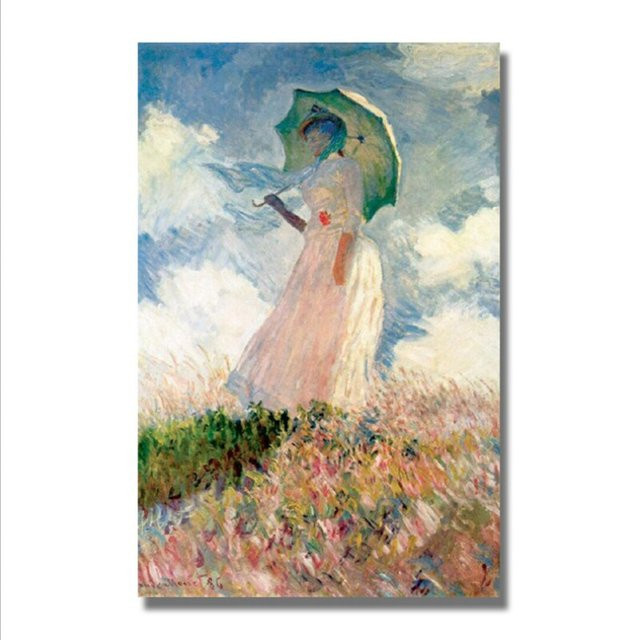 TPFLiving Leinwand Poster Claude Monet Frau mit Sonnenschirm Motiv ohne Rahmen B: 100 cm, H: 140 cm - Bild 1