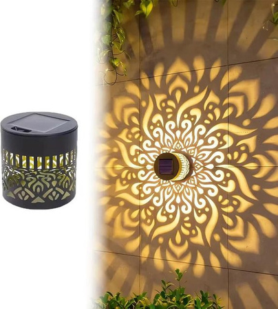 YJMP Super Lighting Solare Mandala Wandleuchte Außen LED Warmweiß Schwarz Metall IP65 Wasserdicht für Garten und Terrasse