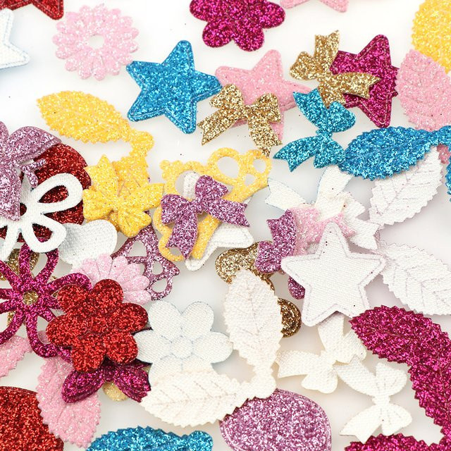 100 Stück Bling-Herz-Applikationen von OEMOO in Multicolour als gepolsterte Aufnäher für DIY-Projekte, Kleidung und Bastelzubehör - Bild 1