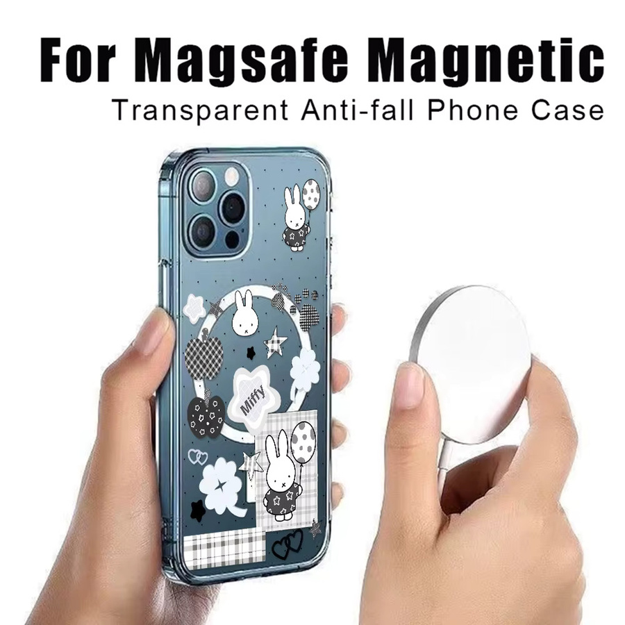White Rabbit M-Miffies MagSafe Magnetische Handyhülle für iPhone 11 bis iPhone 17 Air Transparent - Bild 3