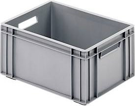 Eurokasten Ringoplast geschlossener Lagerkasten in Grau mit 2 Durchgriffen, B/T/H: 30,0 x 40,0 x 19,3 cm - Bild 1