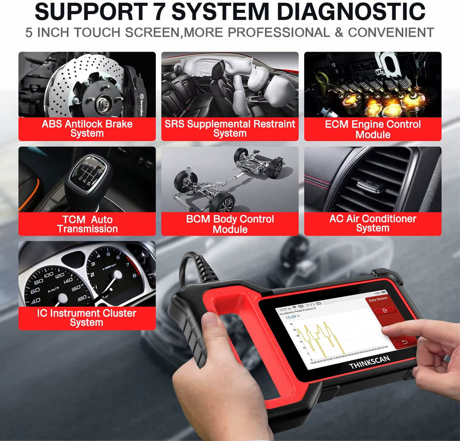 THINKCAR Thinkscan Plus S7 S6 S4 OBD2-Scanner Autodiagnosetool mit 28 Resets in Schwarz - Bild 4