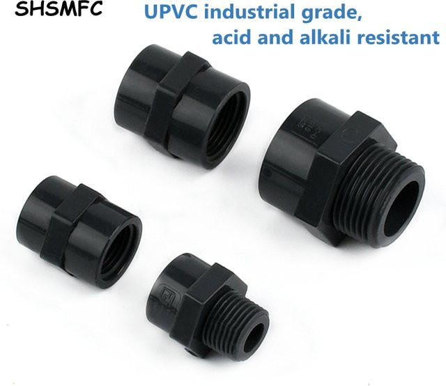SHSMFC PVC Gartenbewässerung Adapter mit Innen- und Außengewinde in Dunkelgrau - Bild 1