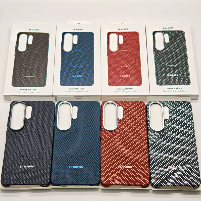 MagSafe Schutzhülle für Samsung Galaxy S25 Ultra und S26 Ultra mit Kevlar Kohlefaser-Textur in Blau und Multicolour, ultradünne magnetische Hülle - Bild 3