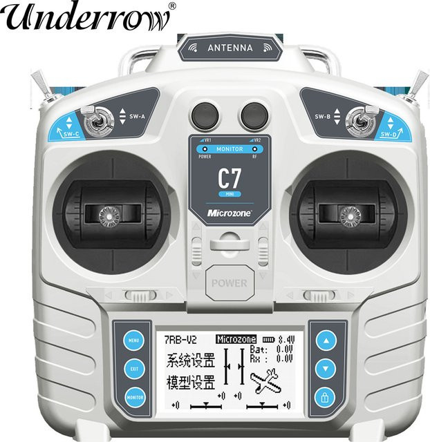 MicroZone MC7 C7 MINI 2,4G Controller Sender mit MC8RE Empfänger Radio System für RC Flugzeug Drohnen und Hubschrauber - Bild 1