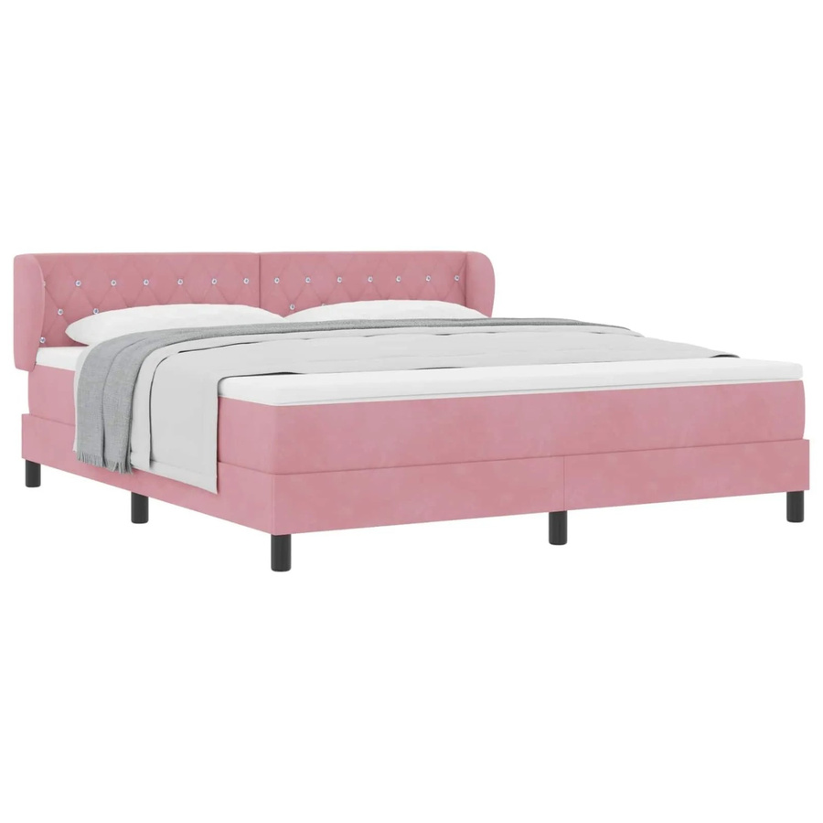 vidaXL Boxspringbett mit Matratze und Kopfteil in Rosa, Samt, B/T: 180 x 200 cm, Höhe: 185 cm - Bild 2