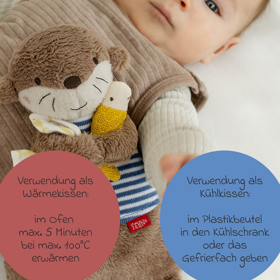 Fehn Kirschkernkissen Otter Theo als Kühl- und Wärmetier in Braun, Blau und Multicolour - Bild 4