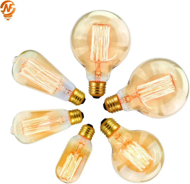 Edison Retro Glühbirne E27 Vintage Filament Lampe aus Glas, transparent, 40 W, 220 V - Bild 1