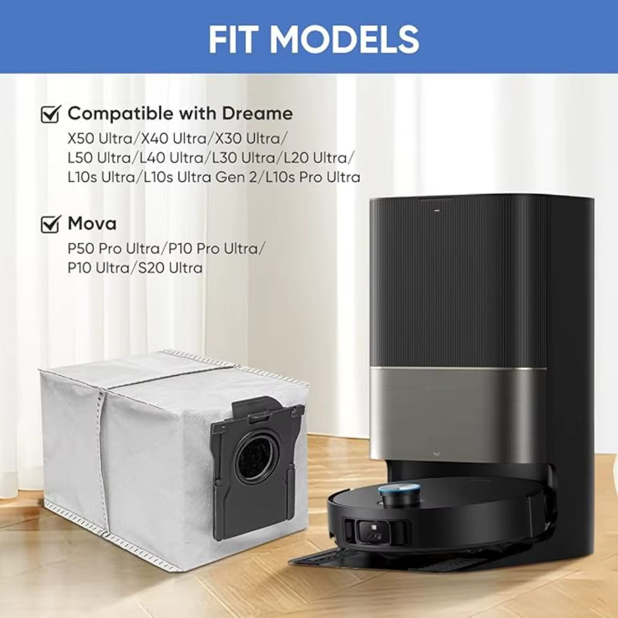 Dreame Staubbeutel in Weiß für L20, X40, X50 Ultra Complete, L10, L10s, L40, L40s, L50 Ultra, Mova E30, V50, E40, P50s und Z60 Ultra Roboterstaubsauger - Bild 4