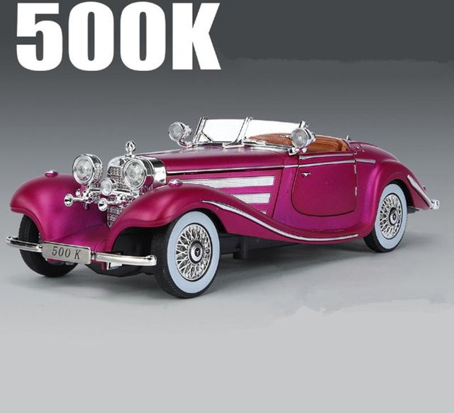 Linyi toy car 1:24 1936 Benz 500K Automodell, mit Licht und Sound, Metall - Bild 1