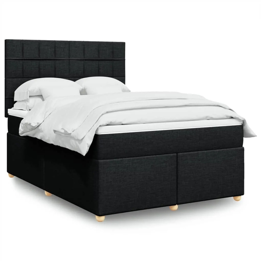 vidaXL Boxspringbett mit Matratze Schwarz B/T/H: 140 x 200 x 144 cm mit USB-Ladeport und Unterbettbeleuchtung - Bild 2
