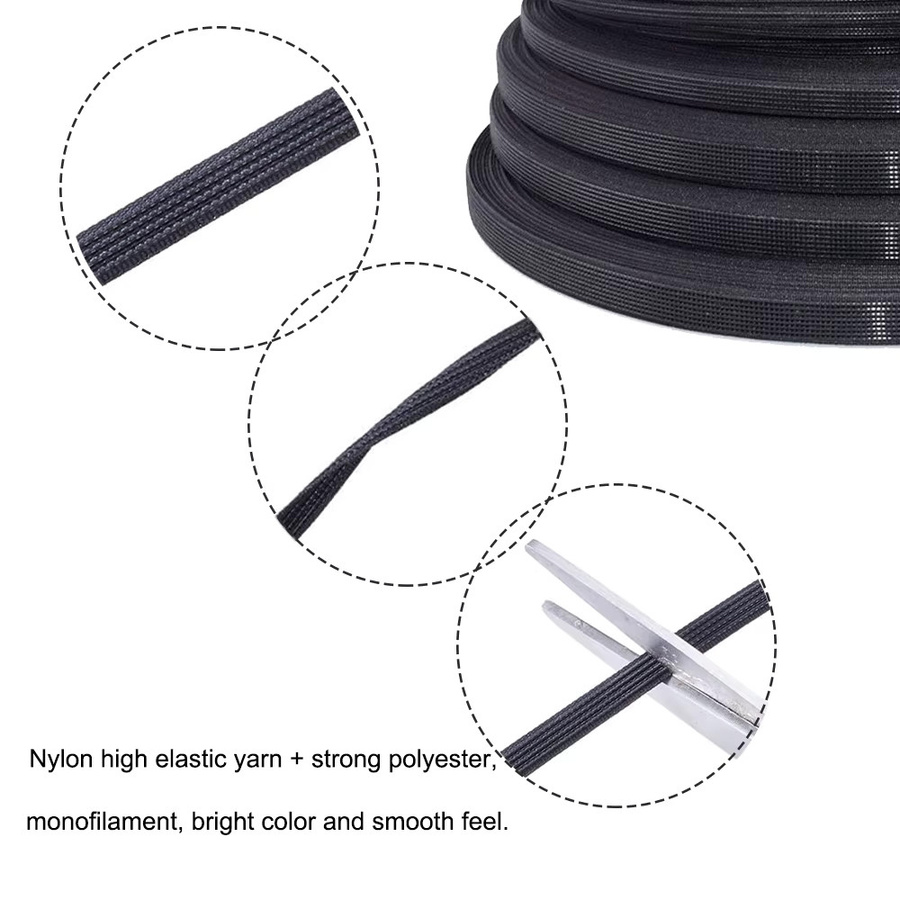Polyester-Bügel für Näharbeiten in Schwarz oder Weiß, 5 Meter Länge, 4-15mm Breite - Bild 3