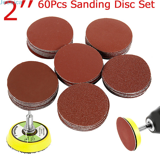 60-teiliges Schleifscheiben-Set mit verschiedenen Körnungen für Rotationswerkzeuge, Multicolor, Durchmesser: 5 cm - Bild 1