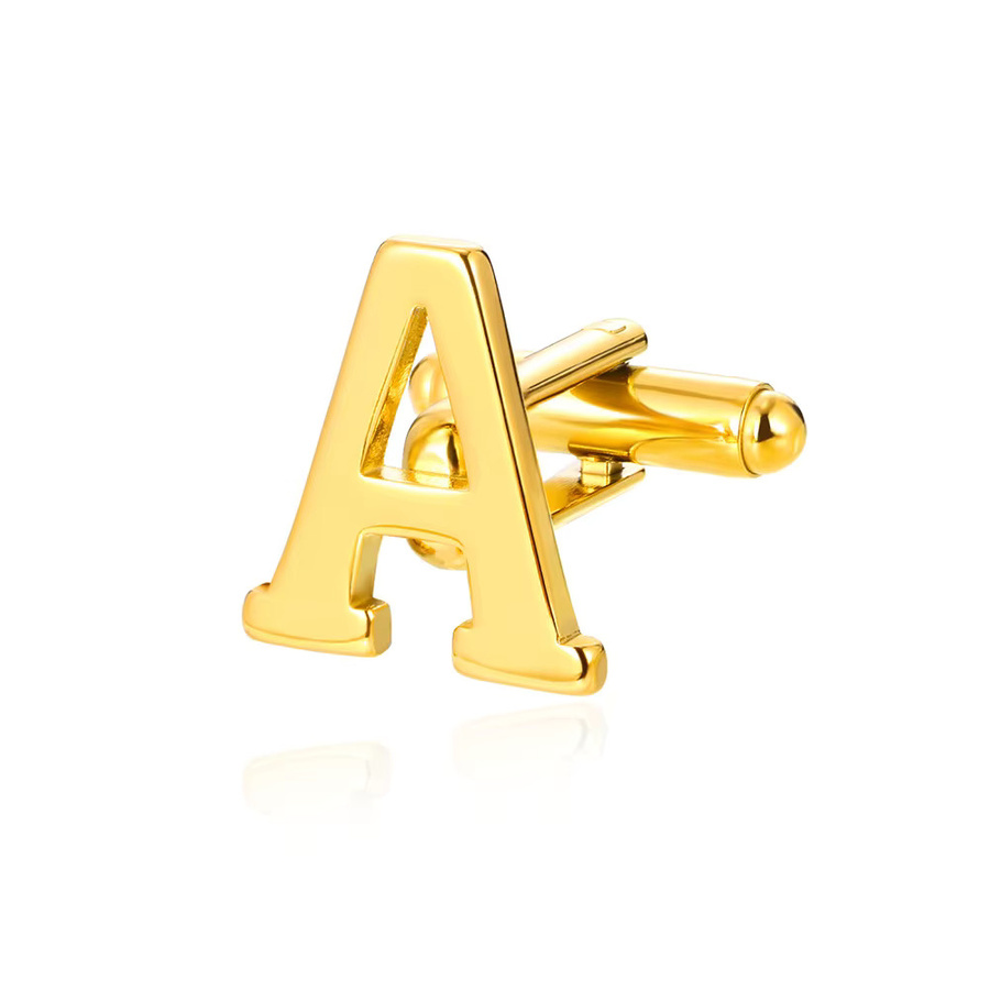 HPTOTMG Manschettenknöpfe A-Z-Alphabet, goldfarben, Edelstahl, Herren - Bild 2
