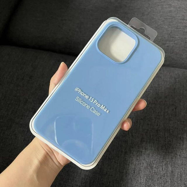 KH Liquid Silikon Schutzhülle für iPhone 15 14 13 12 11 Pro Max Plus XR XS weiche Gel-Gummi Handyhülle in Blau - Bild 1