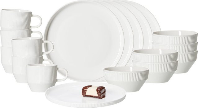 Ritzenhoff & Breker Frühstücksservice Kelly aus Porzellan, 18er Set, Weiß - Bild 1