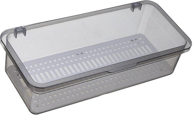 Staubdichte Besteckschale mit Deckel und Abtropffunktion in Transparent und Grau - Bild 1