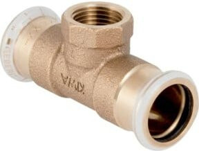 Geberit T-Stück Mapress d 22 x Rp 1/2 mit Innengewinde aus Rotguss in Gold - Bild 1