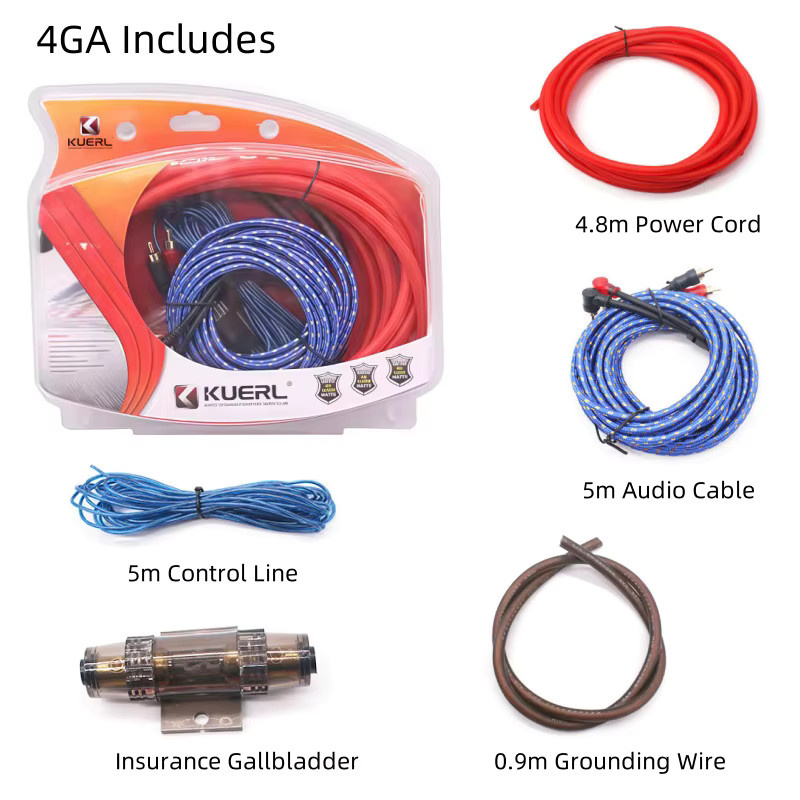 UKGF Auto-Audio-Verstärkerkabel Set mit 60 AMP Sicherung aus kupferkaschiertem Aluminium für universelle Verstärker und Subwoofer - Bild 2