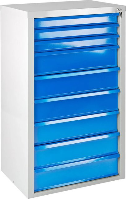 PROREGAL Schubladenschrank Kobra mit 9 Schubladen in Lichtgrau und Lichtblau, H x B x T: 120 x 70 x 43,5 cm - Bild 1