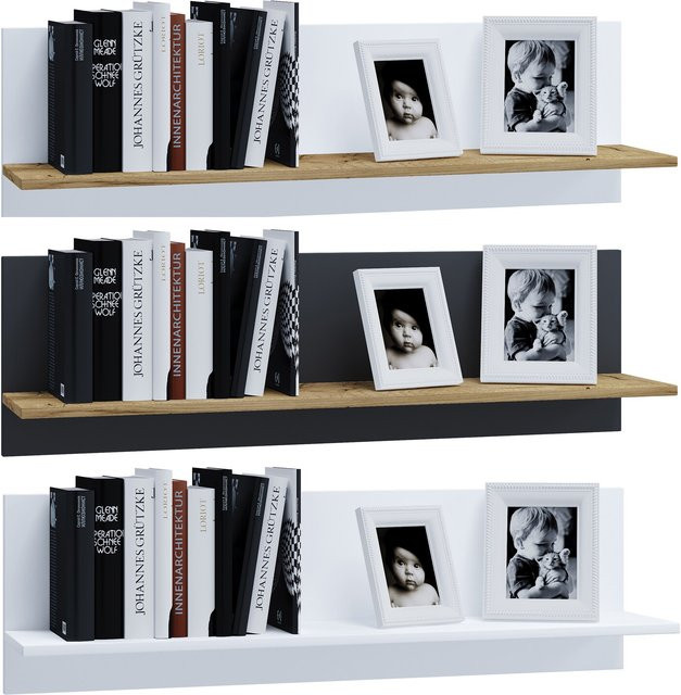 VCM Wandregal aus Holz in Braun, hängendes Bücherregal und Wandboard, H x B x T: 30 x 102 x 20 cm - Bild 1