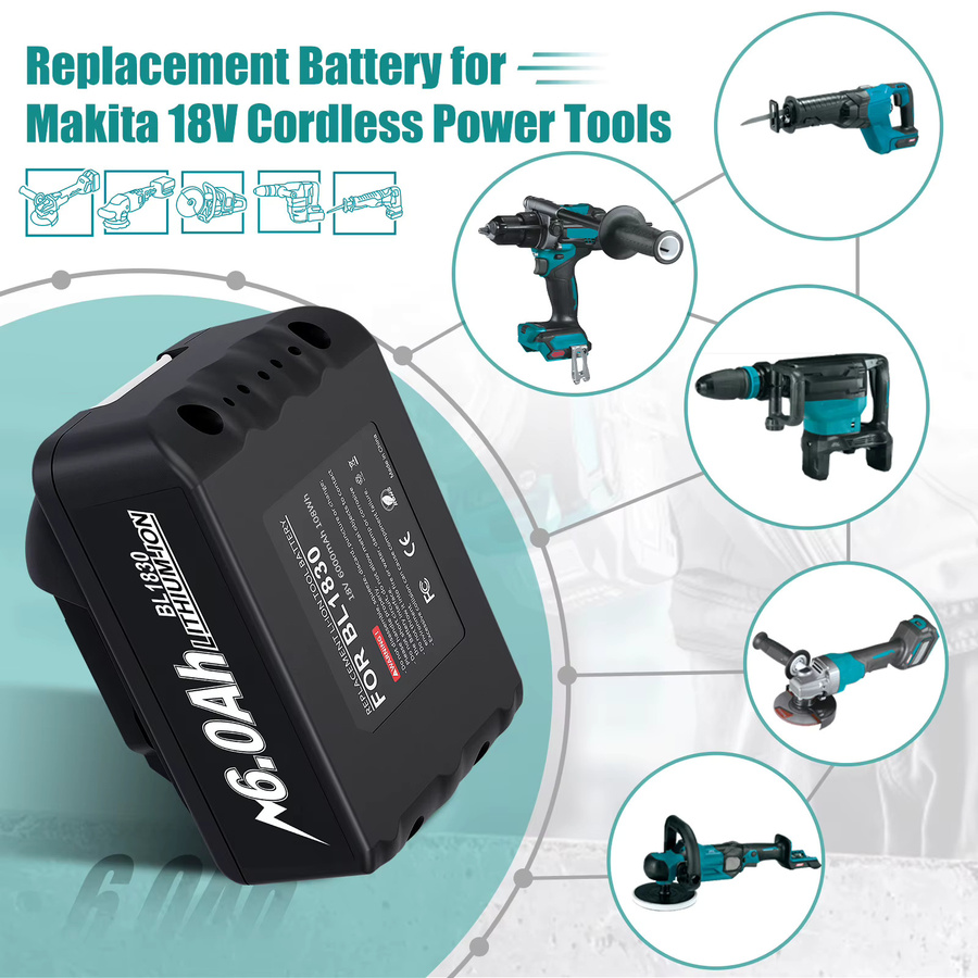 Bonacell Ersatzakku 18V 6000mAh in Schwarz für Makita BL1830, BL1850, BL1860, BL1850B und BL1840B Elektrowerkzeuge - Bild 5