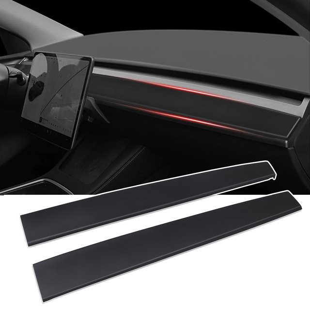MINESPEED Carbon Fiber Dashboard Trim Streifen für Tesla Modell 3 und Model Y Center Konsole Panel Abdeckung in Schwarz - Bild 1