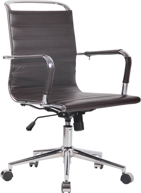 TPFLiving Bürostuhl Barry aus Echtleder in Braun mit Armlehnen und Rollen, Höhe: 136 cm, Breite: 62 cm, Tiefe: 57 cm - Bild 1