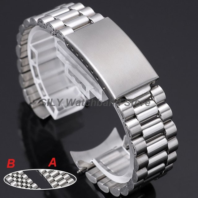 Uhrenarmband Edelstahl, Silber, 18mm 20mm, Faltschließe, Unisex - Bild 1