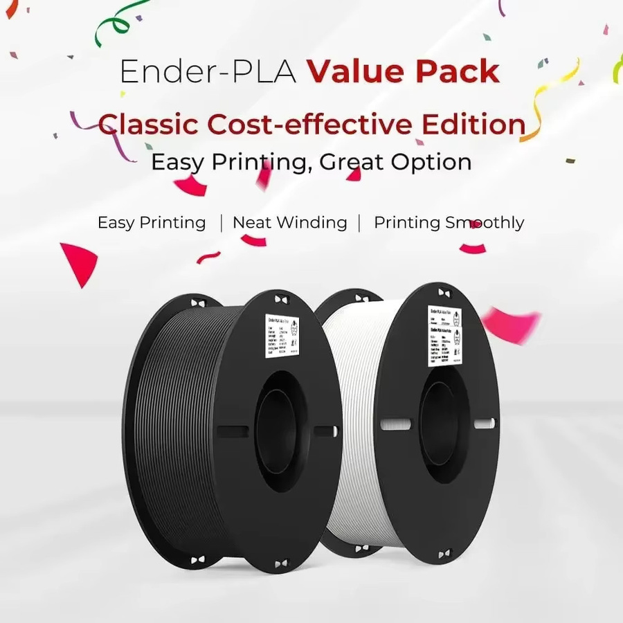 Creality Ender-PLA Value Pack 3D-Drucker-Filament 1,75 mm, 2 kg (Weiß und Schwarz) - Bild 2
