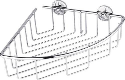 tesa baath Plus Eckduschkorb mit Klebstoff in Chrom Silber - Bild 1