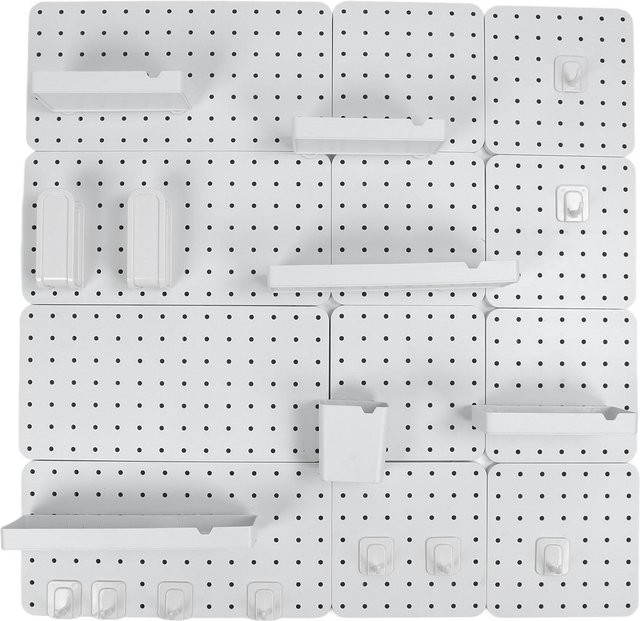 Aimo Lochplatten-Kombinationsset zur Wandmontage in Weiß für eine platzsparende Küchenorganisation - Bild 1