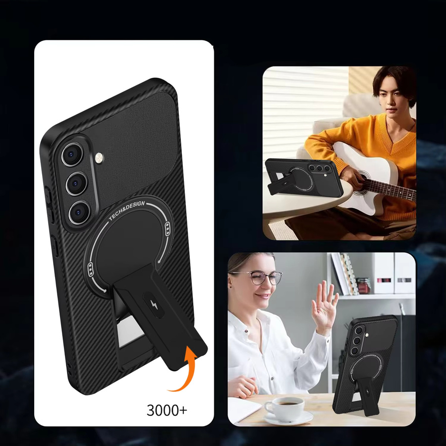 Magnetische Handyhülle mit Carbon-Muster für Samsung Galaxy S26 S25 S24 S23 Ultra A05 A06 A07 A12 A13 A14 A15 A16 A25 A26 A54 in Schwarz und Grau - Bild 3