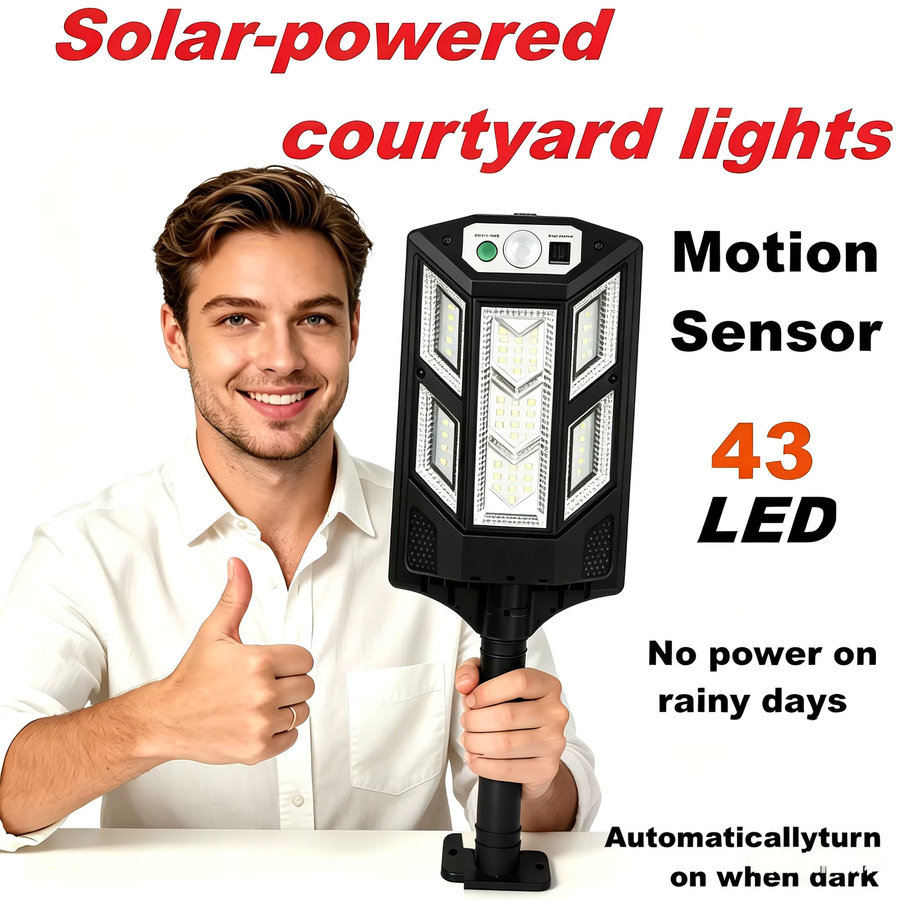Heinast Solar-LED-Außenleuchte mit Bewegungssensor und 3 Modi, Wasserdichte Garten-Wandlaterne IP65 in Schwarz - Bild 6