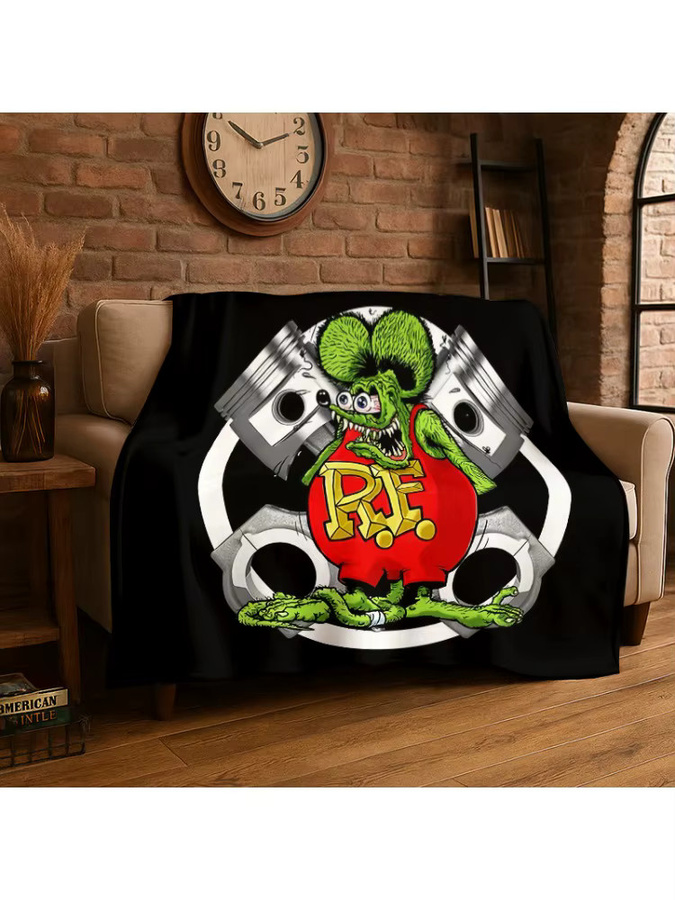 Livrane 3D Rat Fink Cartoon Rennwagen Flanell blanket Multicolour B/H: 150 x 135 cm - Bild 2