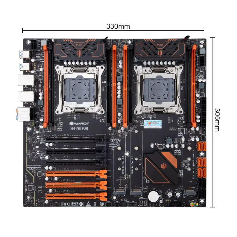 HUANANZHI X99 F8D PLUS Motherboard für Intel Dual-CPU E5 V3 V4 LGA 2011-3, DDR4 RECC und NVME/M.2, Schwarz - Bild 3