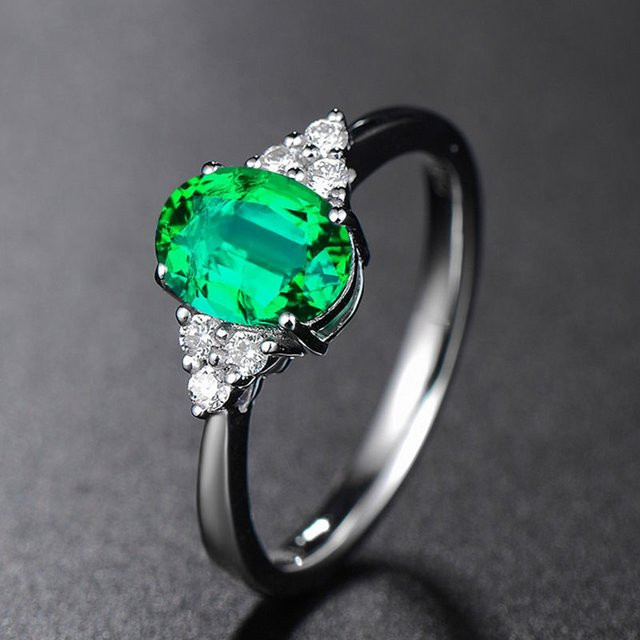Ring 925 Silber, Zirkonia, grün, Damen - Bild 1