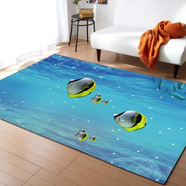 Karpetti Kinderteppich Ozean Korallen und Fische in 3D-Optik, Blau, B/T: 70 x 140 cm - Bild 1