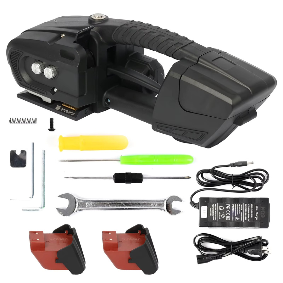 Podofo Wiederaufladbares Heißschmelz-Umreifungsgerät V3 Tragbare Automatische Elektrische Bündelmaschine in Schwarz für 11-16mm PP PET Band mit 3200N und 4000mAh Akku - Bild 5