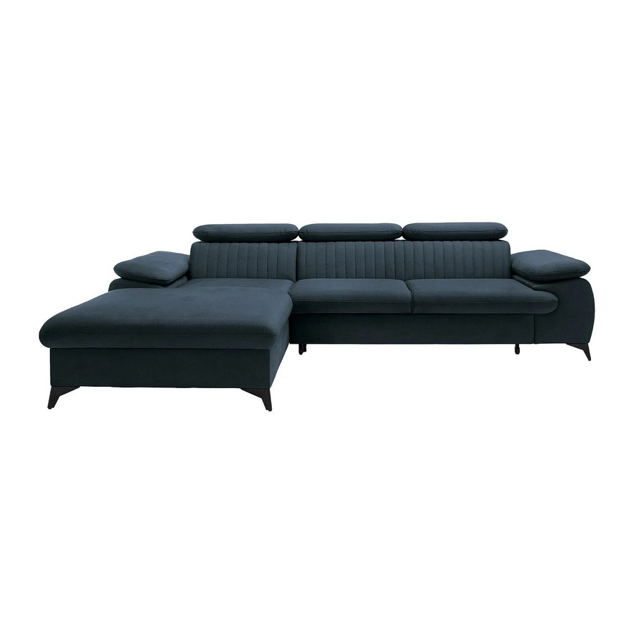 Vente-unique Schlafsofa Samara in Hellblau mit L-Form und Samtbezug, Breite: 280 cm - Bild 2