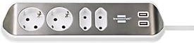 Brennenstuhl estilo Eck-Steckdosenleiste mit 4-fach Steckdose und USB-Ladefunktion, weiß-silber, H 300 x B 100 x T 70 mm - Bild 1