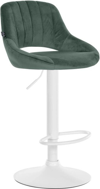DELUKE Barhocker SEGAD Tresenhocker aus Samt in Grün und Weiß mit Lehne und 360 Grad Drehsitz, B/T/H: 47 x 48 x 85 cm - Bild 1