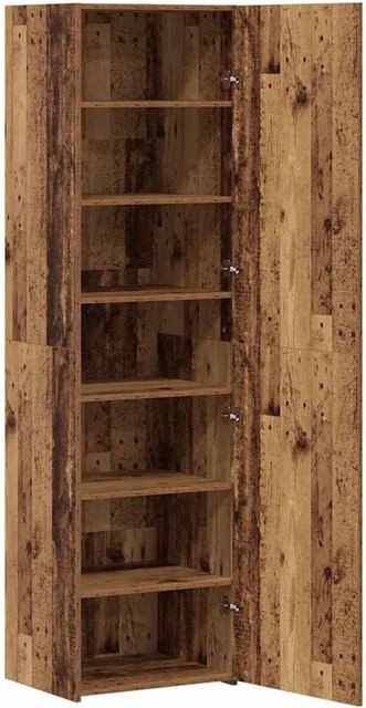 vidaXL Highboard aus massivem Kiefernholz in Altholz-Optik, Braun, B: 50 cm, T: 42,5 cm, H: 185 cm - Bild 1