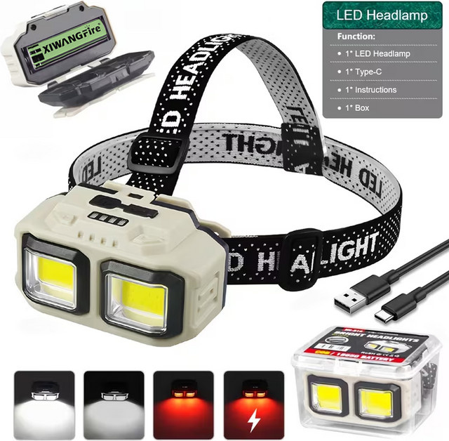 KDULIT LED-Flutlicht mit USB-Ladefunktion, weißer wasserdichter Outdoor-Scheinwerfer für Garten und Arbeit - Bild 1