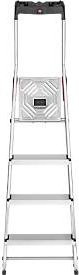 Hailo L60 StandardLine Alu-Stehleiter mit 4 Stufen, Silber, inklusive Multifunktionsschale und Gelenkschutz, bis 150 kg belastbar - Bild 1
